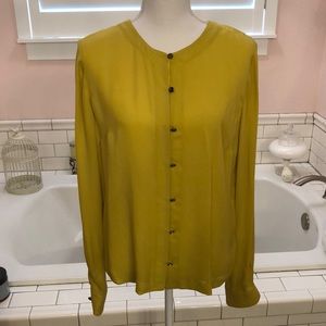 Robert Rodriguez mustard yellow silk long sleeve shirt size Med